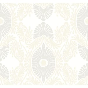Villa Embellished Ogee White Nonpasted Non Woven Wallpaper