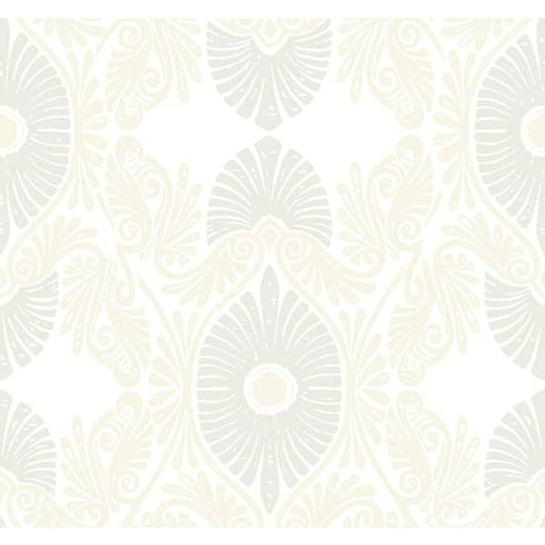 A-Street Prints Villa Embellished Ogee White Nonpasted Non Woven Wallpaper Sample