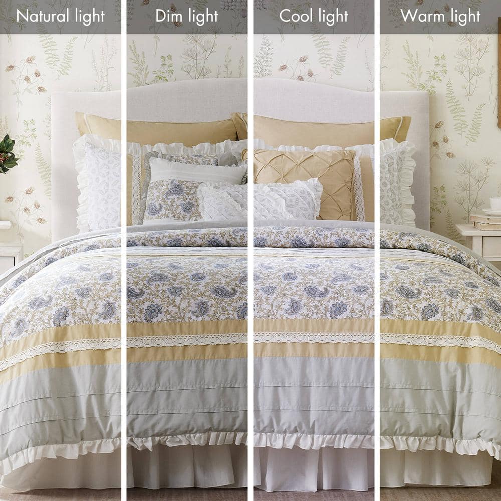 California King Yellow Cotton Reversible Comforter Set