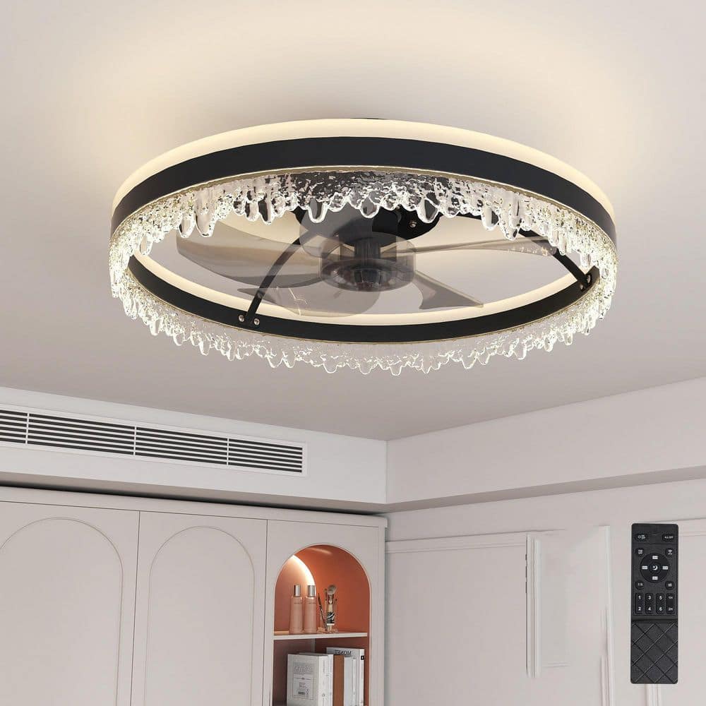 20 in. Smart Indoor Black Flush Mount Standard Ceiling Fan with Reversible DC Motor and Remote Control price history on PriceWatchPro