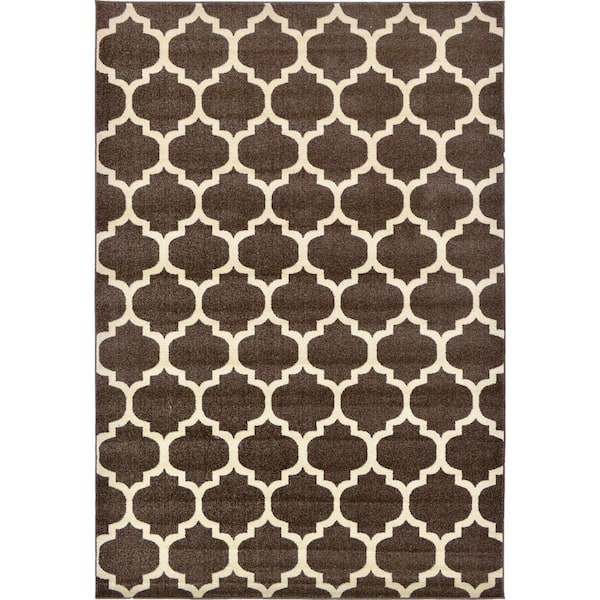Trellis Philadelphia Dark Brown/Beige 6' 0 x 9' 0 Area Rug