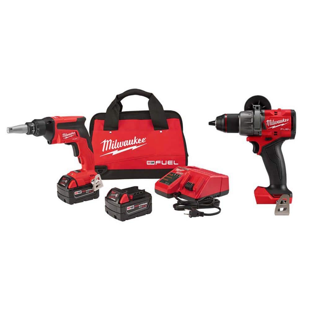 Milwaukee M18 FUEL 18Volt LithiumIon Brushless Cordless Drywall Screw Gun Kit with 1/2 in