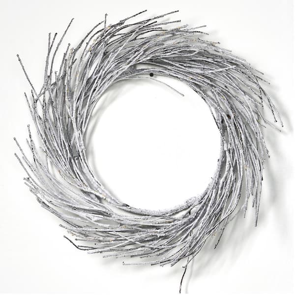 Tatahance Gray Paper Wreath Flower Wall Decal with LED Lights 24 in. x 24 in.