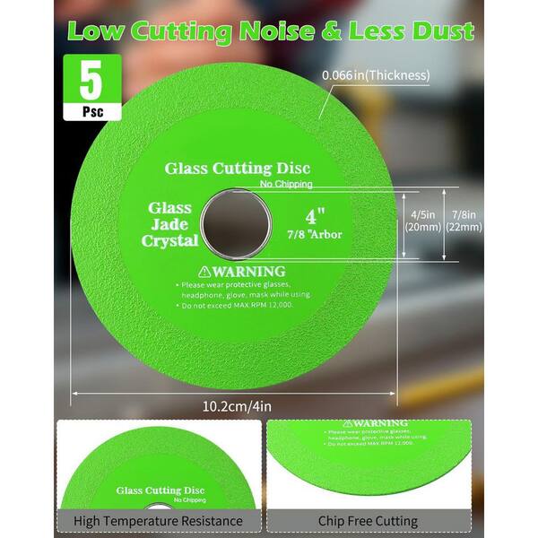 5-Pack Diamond Glass Cutting Discs For Angle Grinder - 4-Inch Ultra-Thin Blades For Tile, Ceramic & Bottles