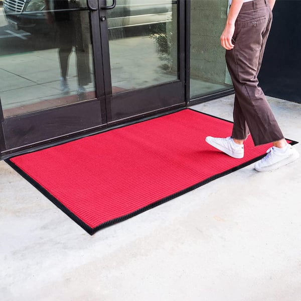 Envelor Indoor Outdoor Doormat Maroon 48 in. x 72 in. Checker