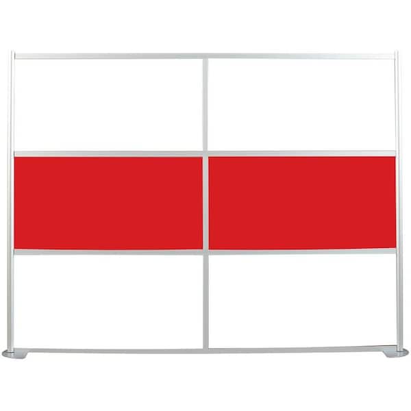 Contractors Wardrobe 100-1/8 in. x 75-3/8 in. uDivide Room Divider Satin Clear Frame with White and Red 6-Panels