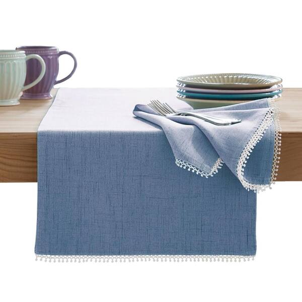 Lenox French Perle Solid Runner, Periwinkle - 14"W x 70"L