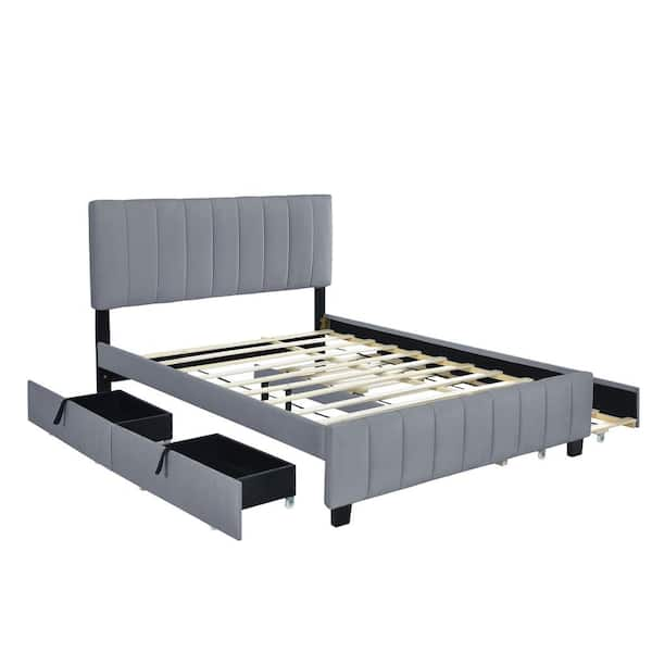 Harper & Bright Designs Brown Wood Frame Queen Size Platform Bed with  Underneath Storage and 2-Drawers QHS150AAD-Q - The Home Depot