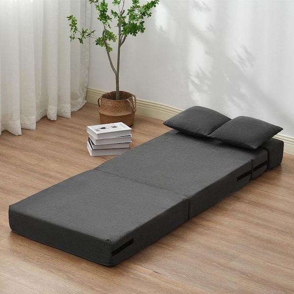 Folding Sofa Bed, Composite Outdoor Couch with CushionGuard Dark Gray Cushions 3-in-1-Foldable Couch Bed Washable Cover