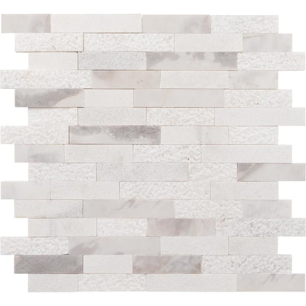 Daltile Xpress Mosaix Groutless Stormy Mist Mixed 12 in. x 13 in. Marble Random Linear Mosaic Tile (10 sq. ft./case)