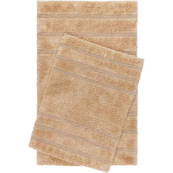 Home Dynamix Newton Stripes Butter Cream 21 in. x 32 in. Polyester Machine Washable 2-Piece Bath Mat