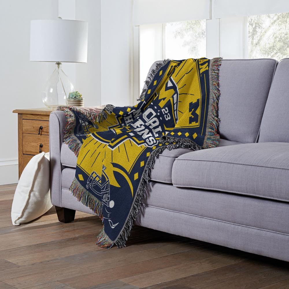 Michigan Wolverines 2023 National Champions Yellow and Blue Tapestry Throw