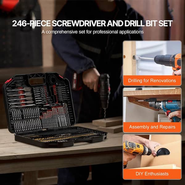 SKYSHALO Drill Bit Set, (246-Pieces) Drill and Driver Bit Set