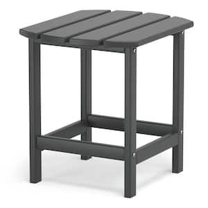 Adirondack HDPE Plastic Outdoor Side Table for Patio Backyard, Easy Maintenance (Gray)