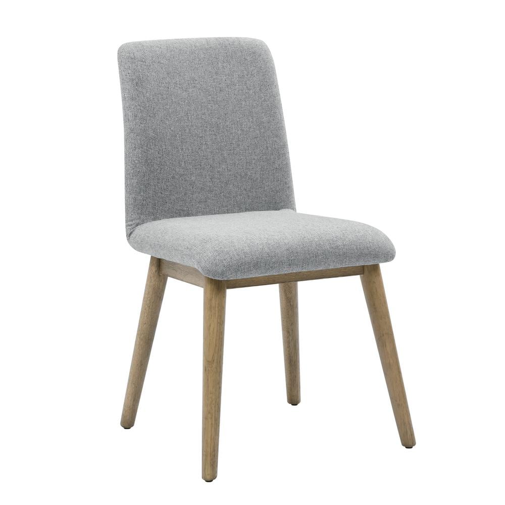 Vida Gray Upholstered Side Chair with Solid Wood Legs