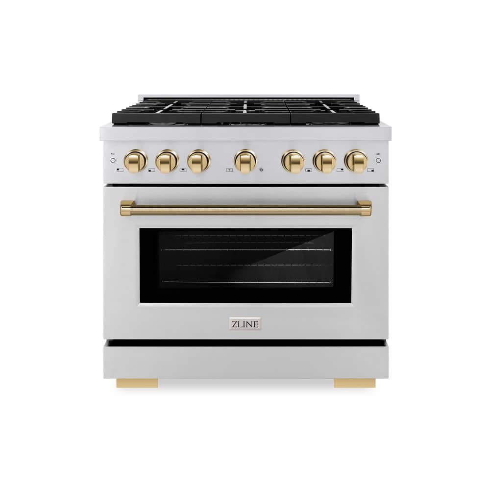 Autograph 36 in. Paramount Gas Range with 6 Burners and Convection Gas Oven in Stainless Steel with Gold Helix Handle price history on PriceWatchPro