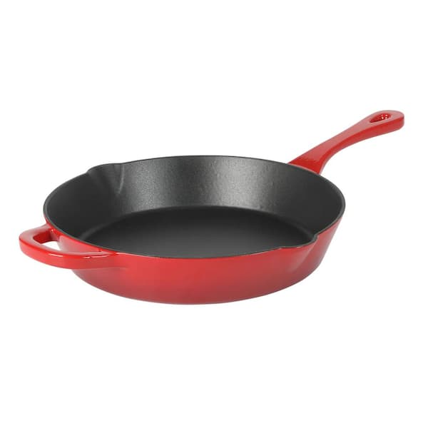 Crock-Pot Artisan 10 in. Enameled Cast Iron Round Skillet in Gradient Red