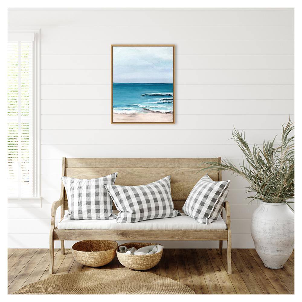 Oceanside View I Coastal Canvas Print with Maple Frame