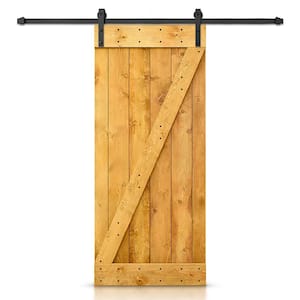 20 in. x 84 in. Distressed Z-Series Colonial Maple Stained DIY Wood Interior Sliding Barn Door with Hardware Kit