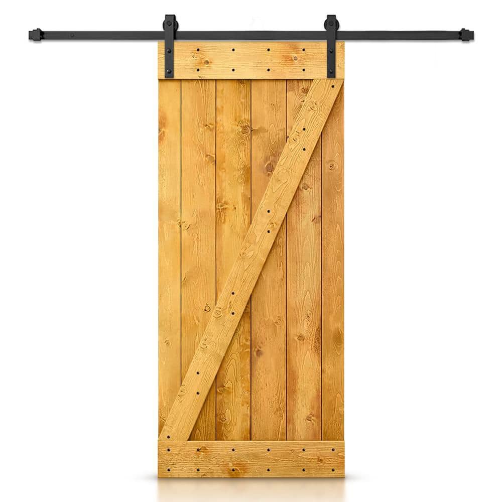 Colonial Maple Pine Wood Barn Door with Matte Black Hardware