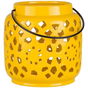 Kimba 6.5 in. Mustard Ceramic Lantern