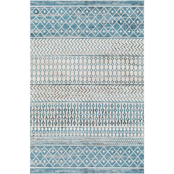 Shondra Blue/Multi 5 ft. x 7 ft. Indoor Machine-Washable Area Rug