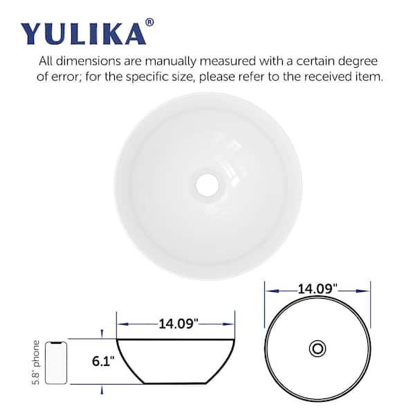 Round Sink 14 in. Bathroom Sink Ceramic Vessel Sink Bathroom Sink Modern in White