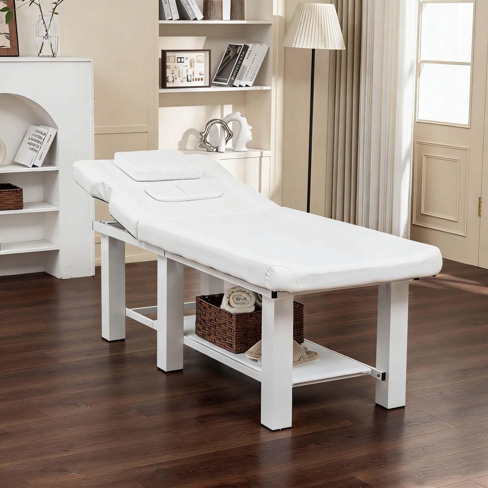 72.8 in. White PU Leather Massage Table with, Adjustable Backrest, Storage Shelf, Detachable Headrest for Spa, Salon price history on PriceWatchPro