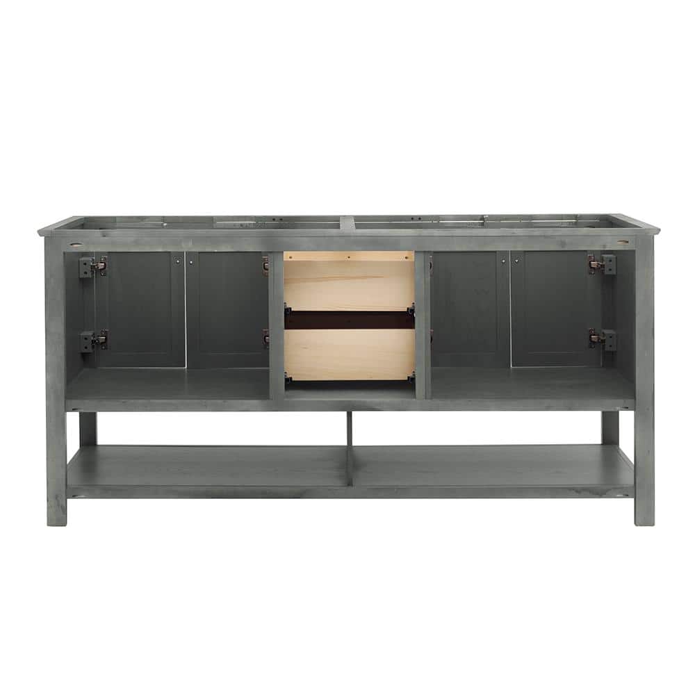 Gray Solid Wood and MDF Freestanding Double Sink Bathroom Vanity