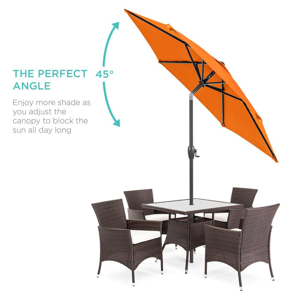 7.5ft Orange Hexagon Market Patio Umbrella with Black Metal Pole