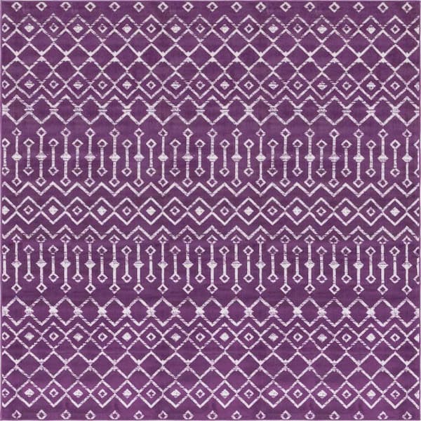 Unique Loom Moroccan Trellis Mamounia Violet 8' 0 x 8' 0 Rug