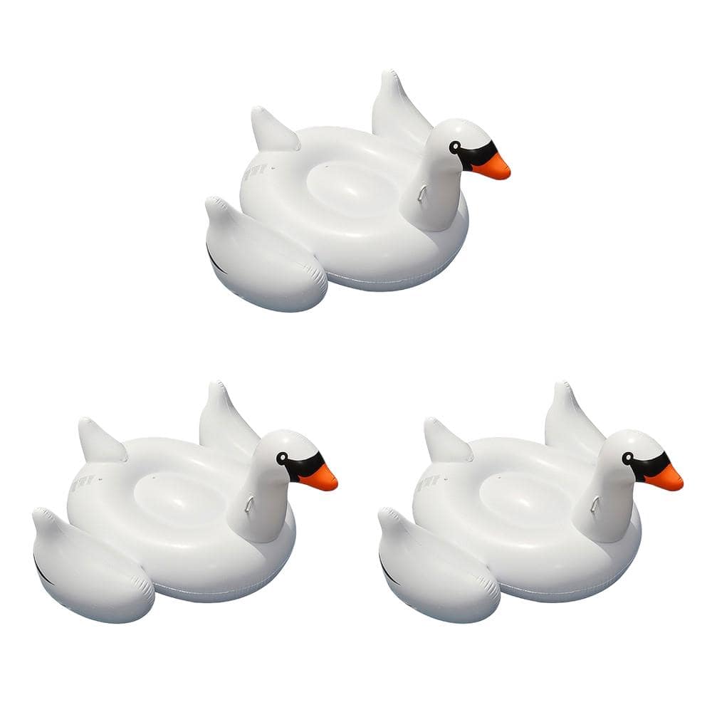 Swimline 75 in. Giant Inflatable Ride-On Swan Pool Floats (3-Pack), White -  3 x 90621