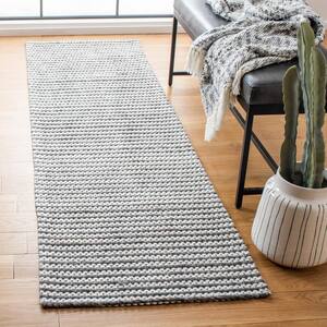 Marbella Charcoal/Ivory 2 ft. x 14 ft. Interlaced Striped Runner Rug