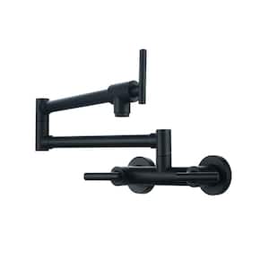 Wall Mounted Pot Filler with Double Handles in Matte Black