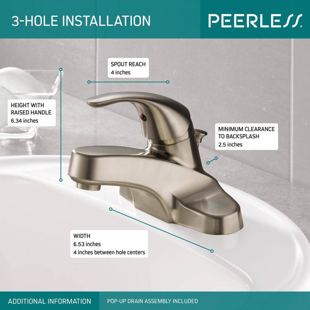 Core Brushed Nickel Single Handle Bathroom Faucet