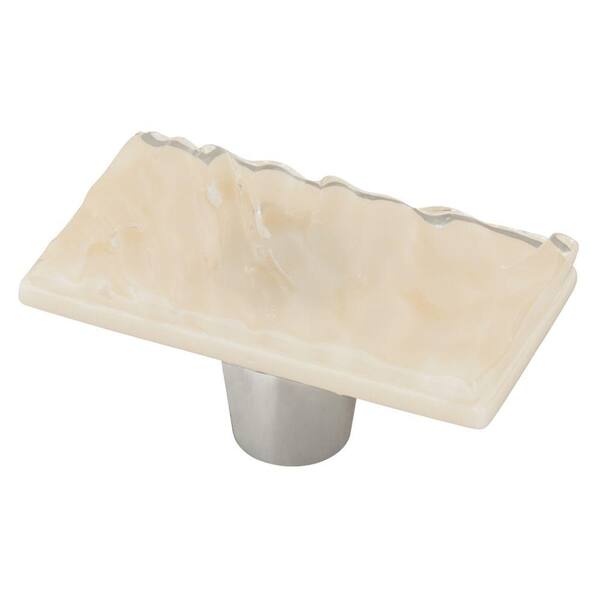 Homegrown Hardware by Liberty 2 in. Wave Cream Rectangle Glass Cabinet Knob