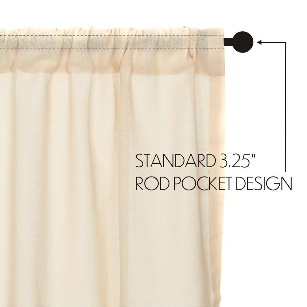 Natural Cream Cotton Sheer Rod Pocket Kitchen Tier Curtains