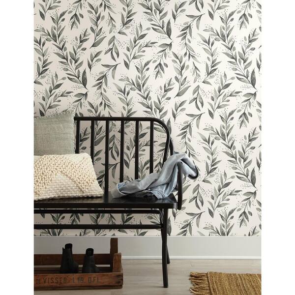 Magnolia Home By Joanna Gaines Olive Branch Charcoal Paper Peel Stick Repositionable Wallpaper Roll Covers 34 Sq Ft Psw1003rl The Home Depot