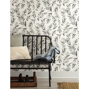 Olive Branch Charcoal Paper Peel & Stick Repositionable Wallpaper Roll (Covers 34 Sq. Ft.)