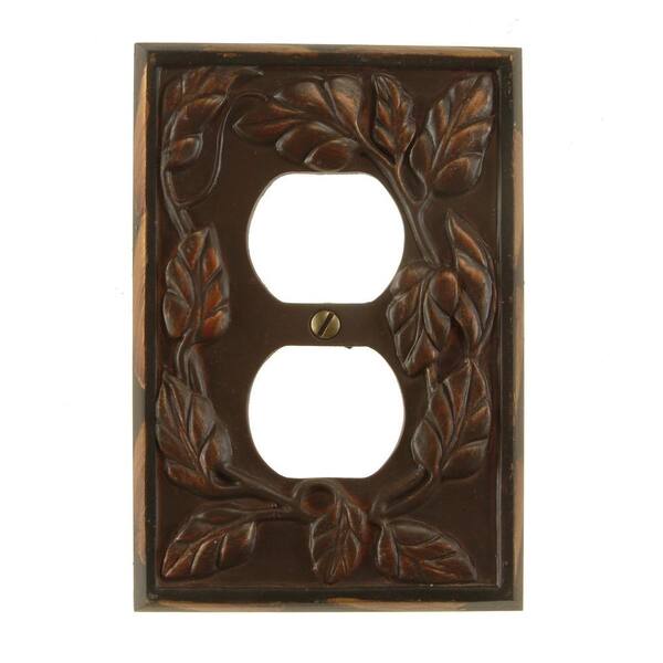 AMERELLE Brown 1-Gang Duplex Outlet Wall Plate (1-Pack)