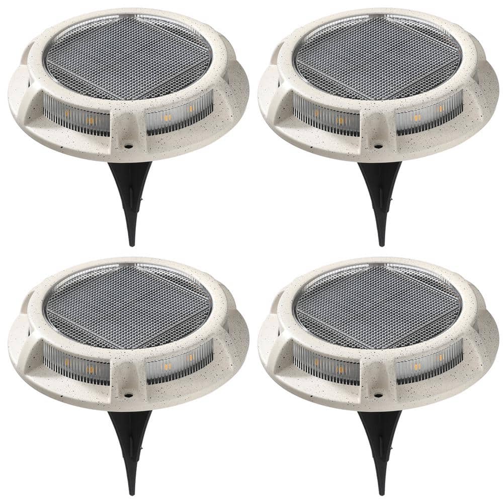 Hampton Bay Solar 15 Lumens Natural Stone Integrated LED InGround Disk Path Light with Textured
