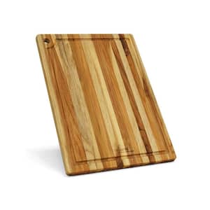 14 in. x 10 in. Teak Wood Rectangular Cutting Board Reversible Chopping Serving Board with Hanging Hole, Juice Groove