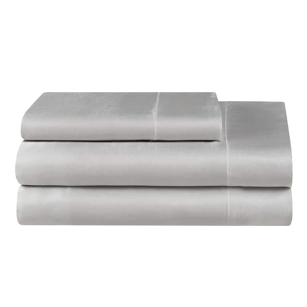 Twin XL Smoke Gray Satin Deep Pocket Sheet Set