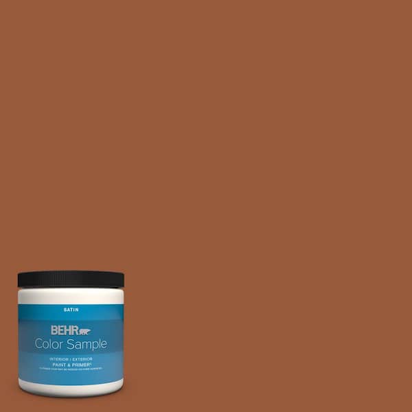 BEHR PREMIUM PLUS 8 oz. #230D-7 Cinnamon Brandy Satin Enamel Interior/Exterior Paint & Primer Color Sample
