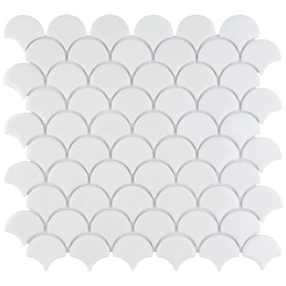 Expressions Scallop White 11-1/4 in. x 12 in. x 7 mm Glass Mosaic Tile (9.6 Sq. Ft. / case) price history on PriceWatchPro