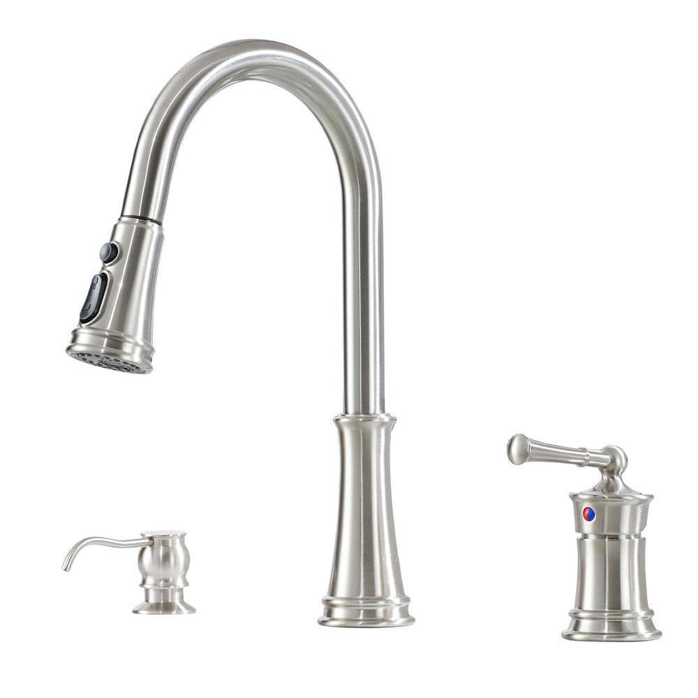 1.8 GPM Single Handle Pull Down Sprayer Kitchen Faucet with Soap Dispenser 