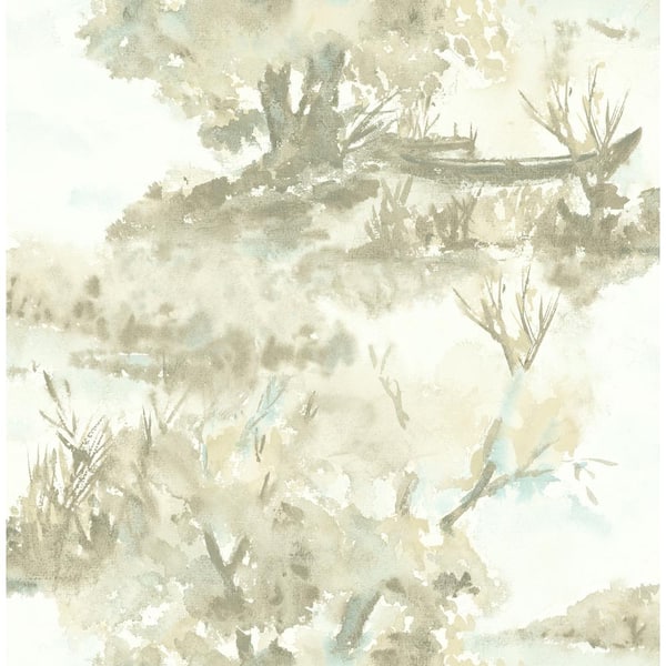 Seabrook Designs Attersee Trees Ice, Metallic Champagne, and Taupe Paper Strippable Roll (Covers 56.05 sq. ft.)