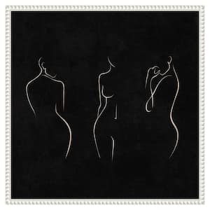Silhouettes Black and White by Emel Tunaboylu 1 Piece Floater Frame Giclee Abstract Canvas Art Print 22 in. x 22 in .