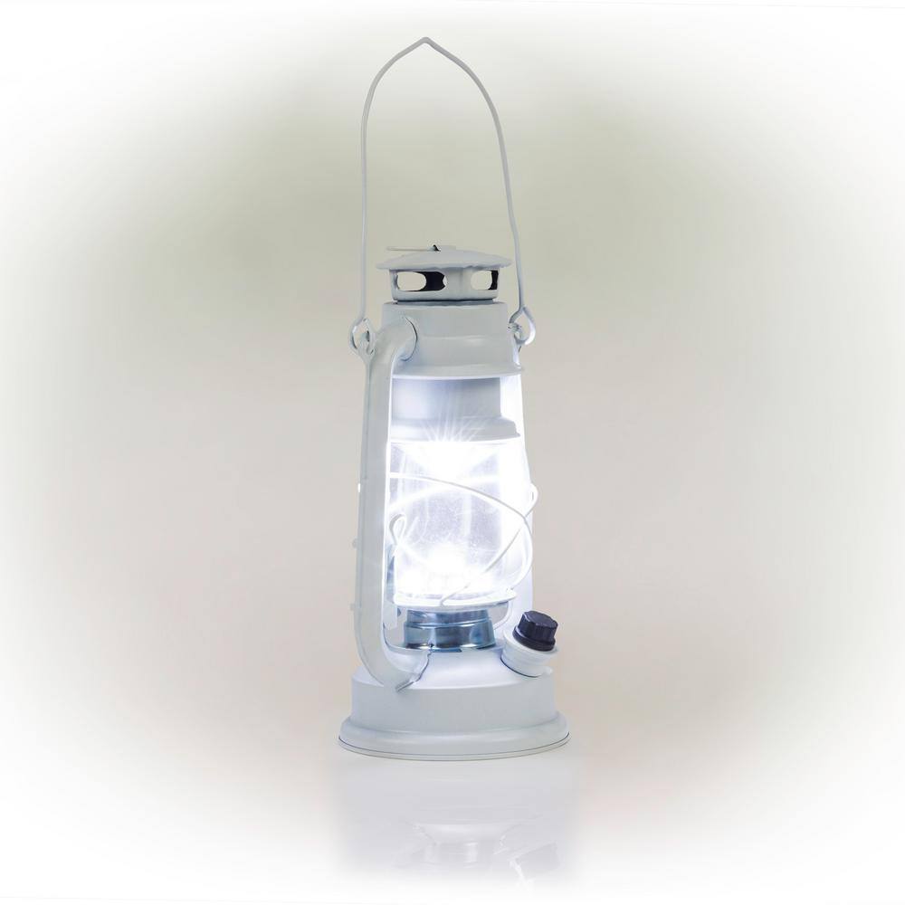 White 14'' Vintage Style LED Hurricane Lantern