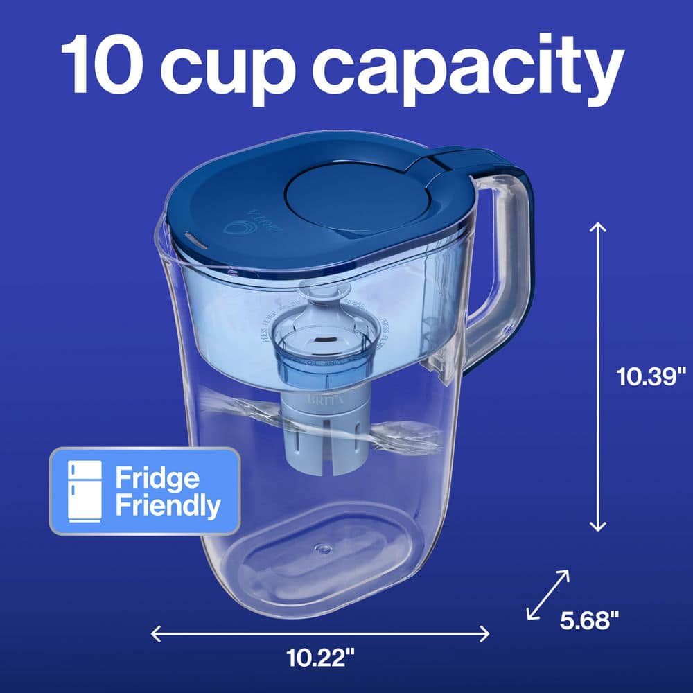 Blue 10-Cup Water Filter Pitcher with Elite Filter
